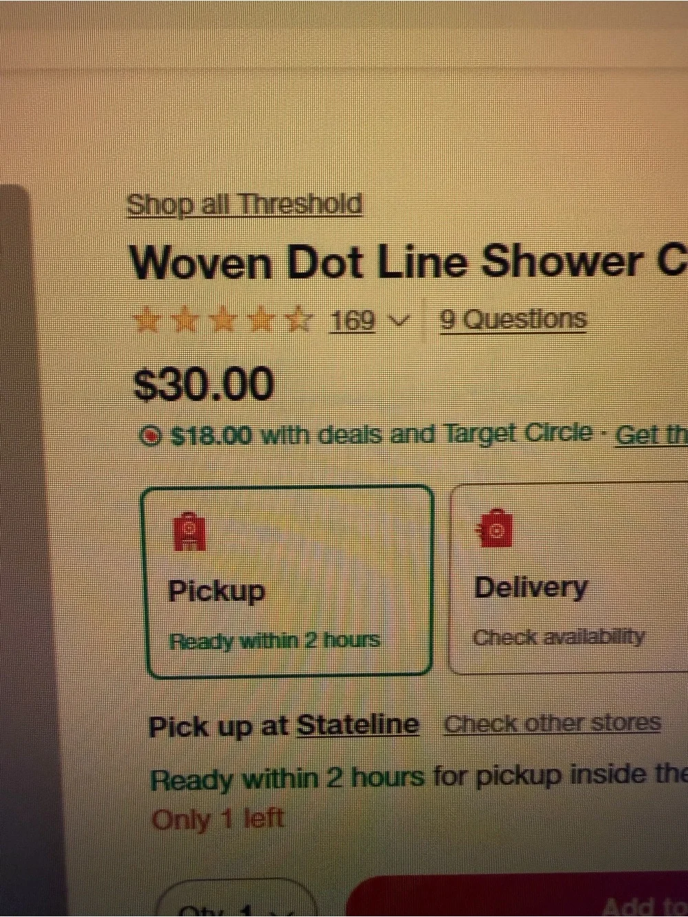 Threshold Ivory Shower Curtain with Subtle Black Dots